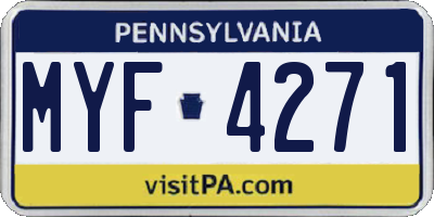 PA license plate MYF4271