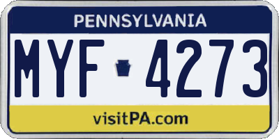 PA license plate MYF4273