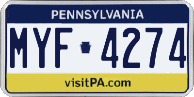 PA license plate MYF4274