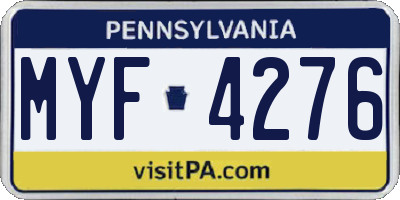 PA license plate MYF4276