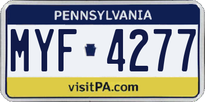 PA license plate MYF4277