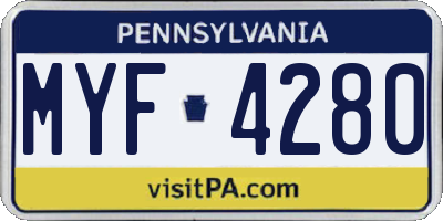 PA license plate MYF4280