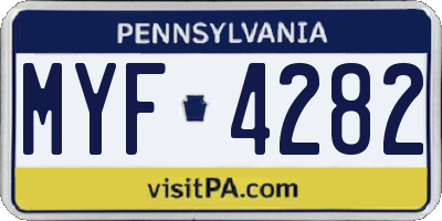 PA license plate MYF4282