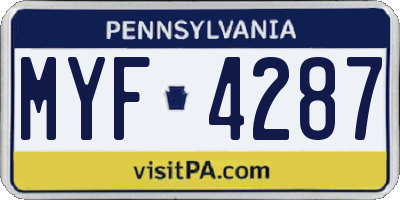 PA license plate MYF4287