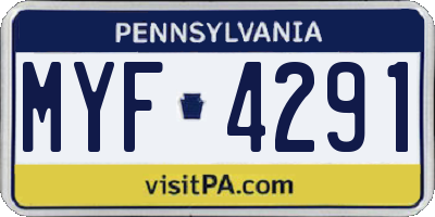 PA license plate MYF4291
