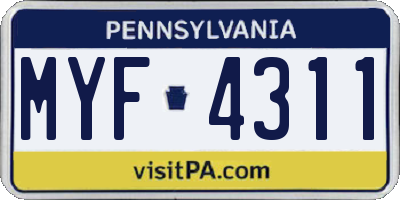 PA license plate MYF4311