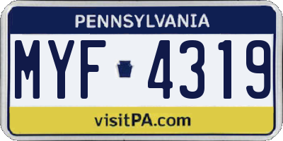 PA license plate MYF4319