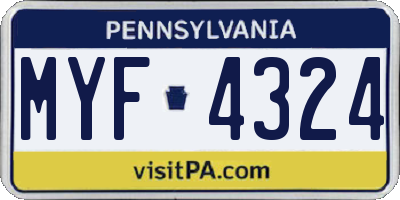 PA license plate MYF4324
