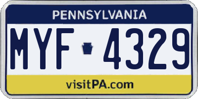 PA license plate MYF4329