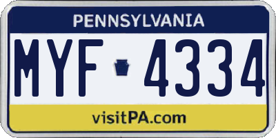 PA license plate MYF4334
