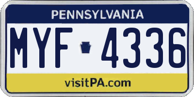 PA license plate MYF4336