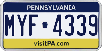 PA license plate MYF4339