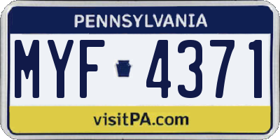 PA license plate MYF4371