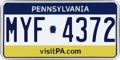 PA license plate MYF4372