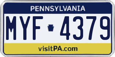 PA license plate MYF4379