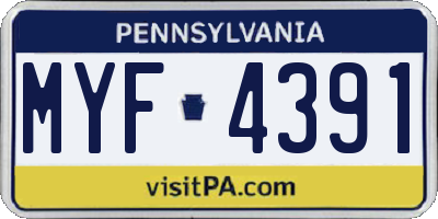 PA license plate MYF4391