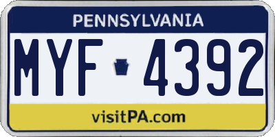 PA license plate MYF4392