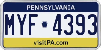PA license plate MYF4393