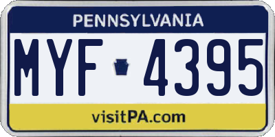 PA license plate MYF4395