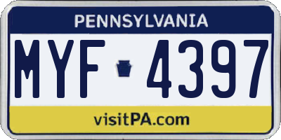 PA license plate MYF4397