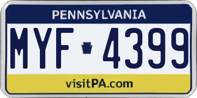 PA license plate MYF4399