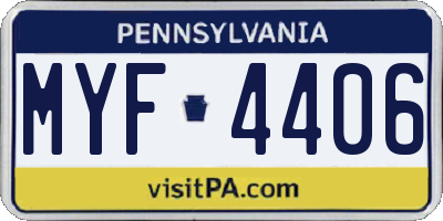 PA license plate MYF4406