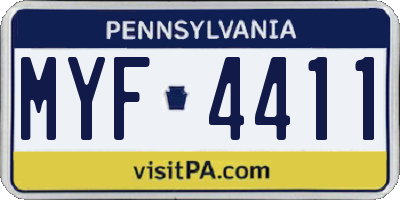 PA license plate MYF4411