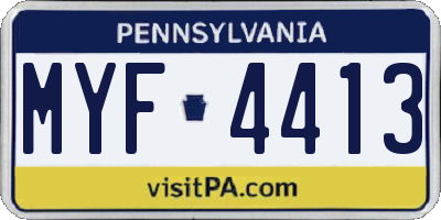 PA license plate MYF4413