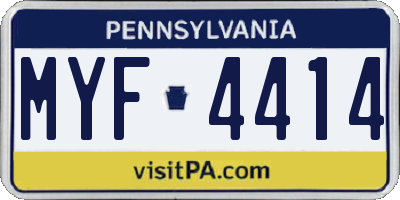 PA license plate MYF4414