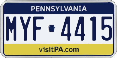 PA license plate MYF4415