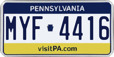PA license plate MYF4416