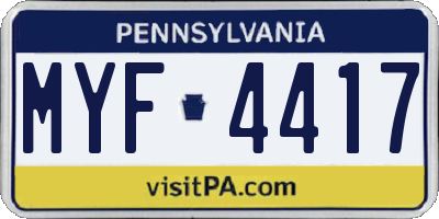 PA license plate MYF4417