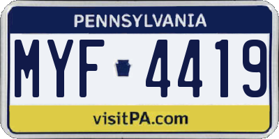 PA license plate MYF4419