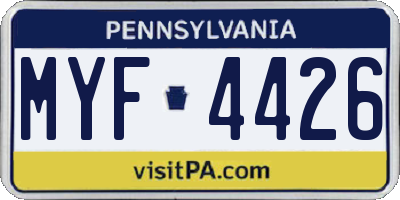 PA license plate MYF4426