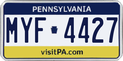 PA license plate MYF4427