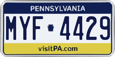 PA license plate MYF4429