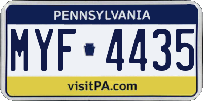 PA license plate MYF4435