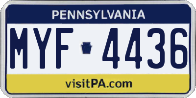 PA license plate MYF4436