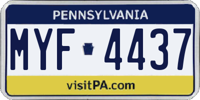 PA license plate MYF4437