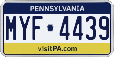 PA license plate MYF4439