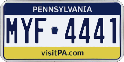 PA license plate MYF4441