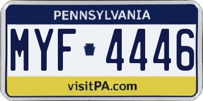 PA license plate MYF4446