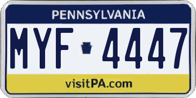 PA license plate MYF4447