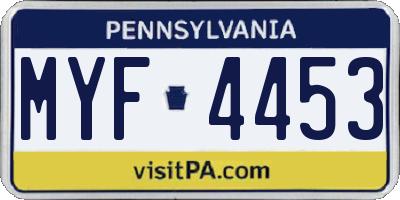 PA license plate MYF4453
