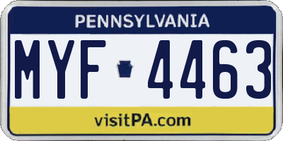 PA license plate MYF4463