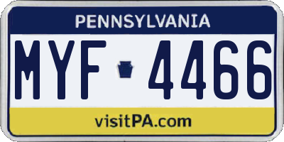PA license plate MYF4466