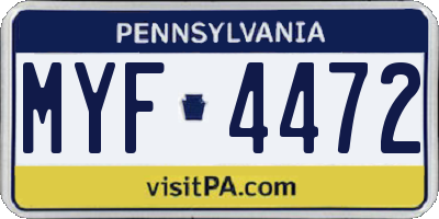 PA license plate MYF4472