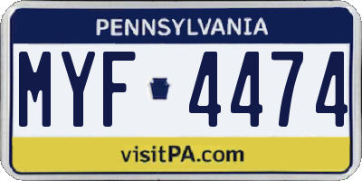 PA license plate MYF4474