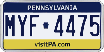PA license plate MYF4475