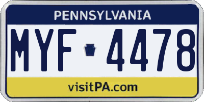 PA license plate MYF4478